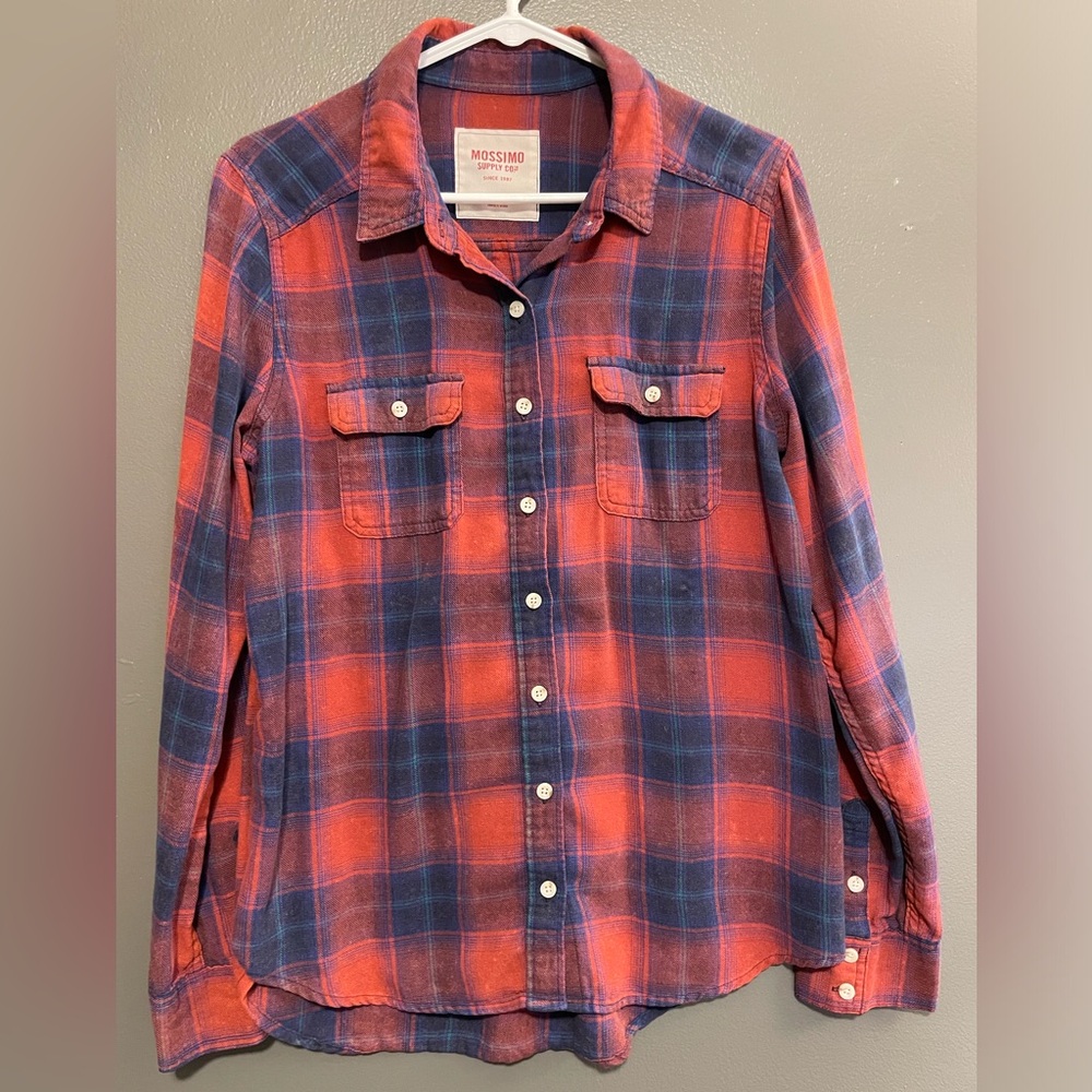 Gently Used Large Burnt Orange/Navy Mossimo Flannel